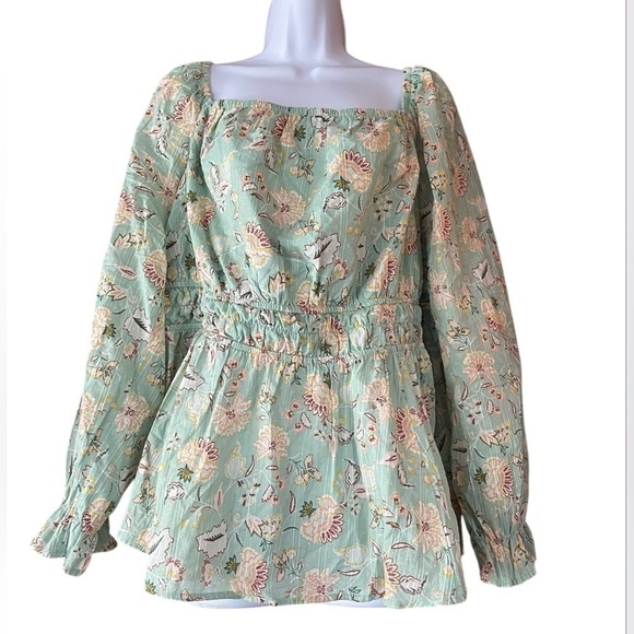 Torrid Clip Dot Blouson Sleeve Smocked Top - Picture 4 of 7